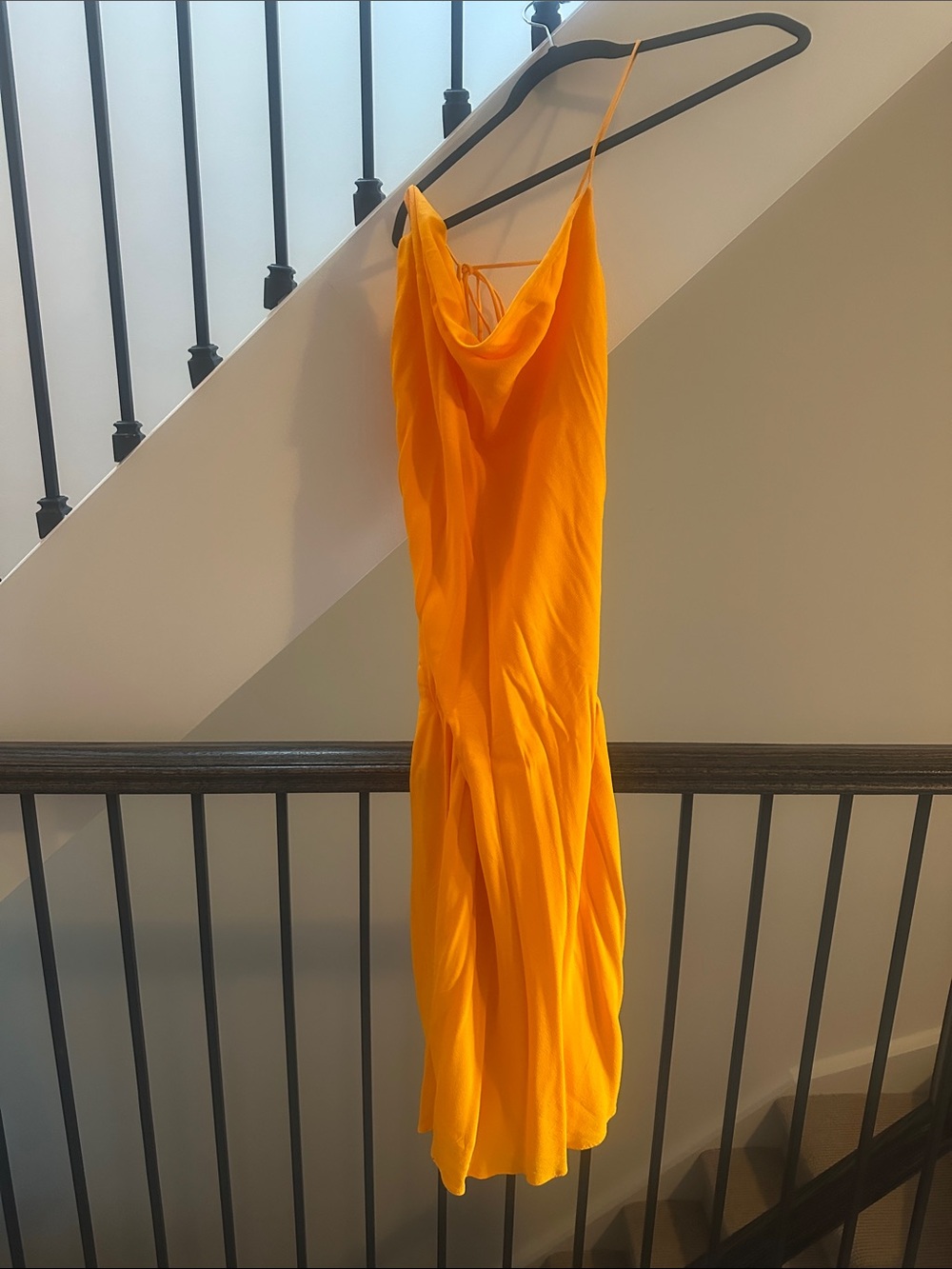 H&M Sunburst Yellow Slip Midi Dress with Cowl Neck